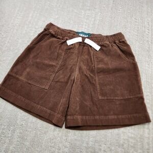 Sweet Corduroy Shorts Men Large Brown Cotton Elastic Waist Drawstring 6" Inseam
